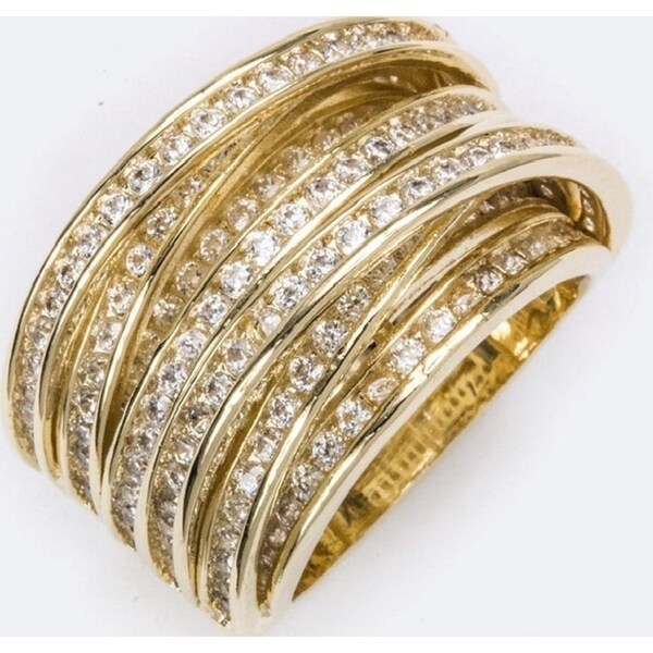 SumBonum 14k Yellow Gold Plated Sterling Silver Asscher Cut Cubic Zirconia 3 Piece Ring Set,Size 6-10