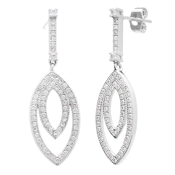 Simon Frank Silvertone Pave Set Cubic Zirconia Elegant Drop Simon Frank Silvertone Pave Set Cubic Zirconia Elegant Drop Earrings