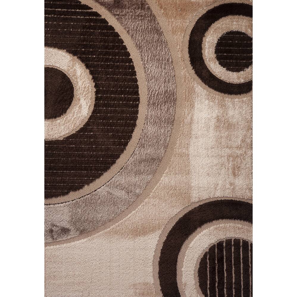 Brown and Tan Circle Contempo Turkish Area Rug