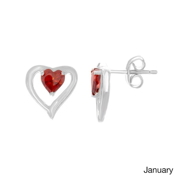 Shop Sterling Essentials Silver Cubic Zirconia Birthstone Heart Stud