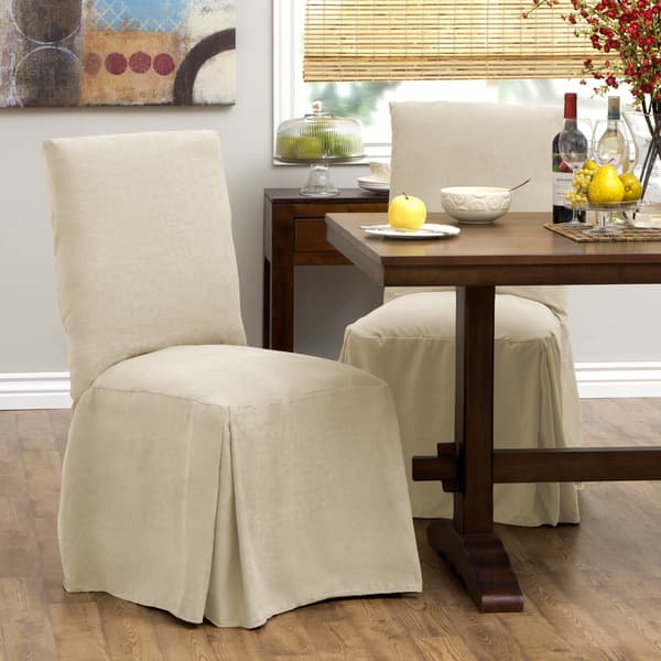 Tailored Solutions Relaxed Fit Smooth Suede Tall Dining Chair Slipcover Set Of 2 Overstock 9557809