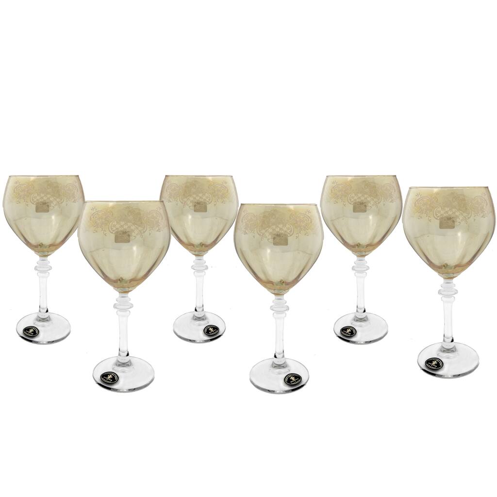 Gold Tinted Italian Crafted Wine Glasses (Set of 6)