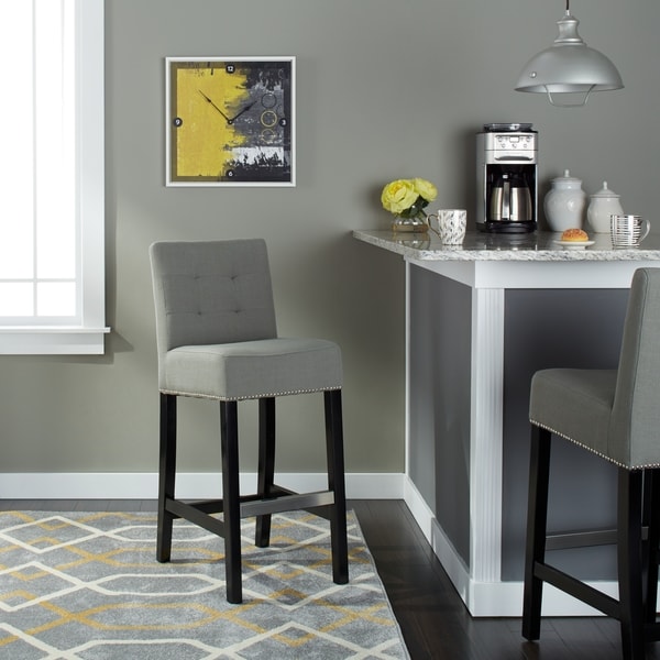 Abbyson Masimo 30-inch Grey Linen Bar Stool - Free Shipping Today - Overstock - 16739203