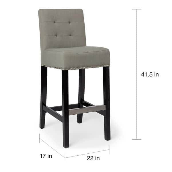 Abbyson Masimo 30 Inch Grey Linen Bar Stool Overstock 9557854