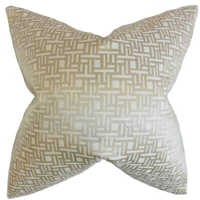 Daphnis Natural Color Geometric Feather Filled Throw Pillow