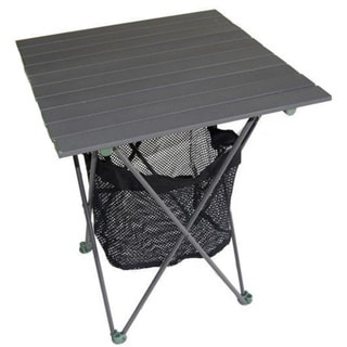 Aluminum Roll Slat Grey 27.25-inch Table with Storage