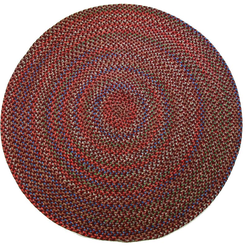 Rhody Rug Katie Indoor/ Outdoor Braided Area Rug - Burgundy - 4' Round