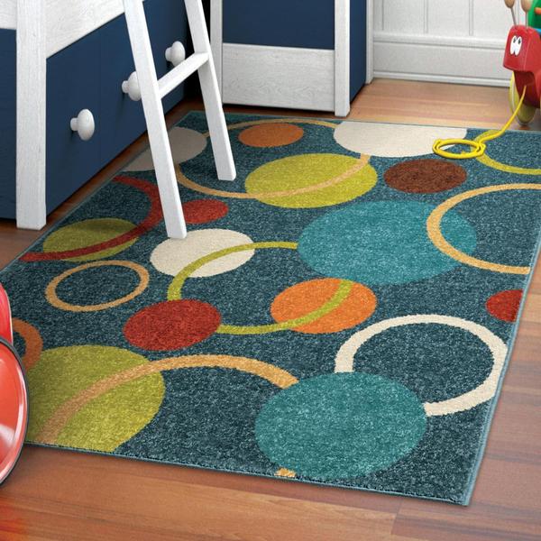 Innocence Collection Circles in the Sky Blue Area Rug (311 x 55)