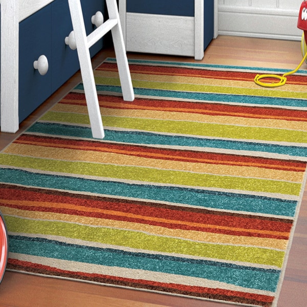 Innocence Collection Dreamy Stripe Multi Olefin Area Rug  