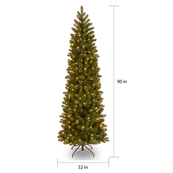 Feel-Real' Down Swept Douglas Fir Pencil Slim Hinged 7.5-foot Tree with 350 Clear Lights - 7.5'