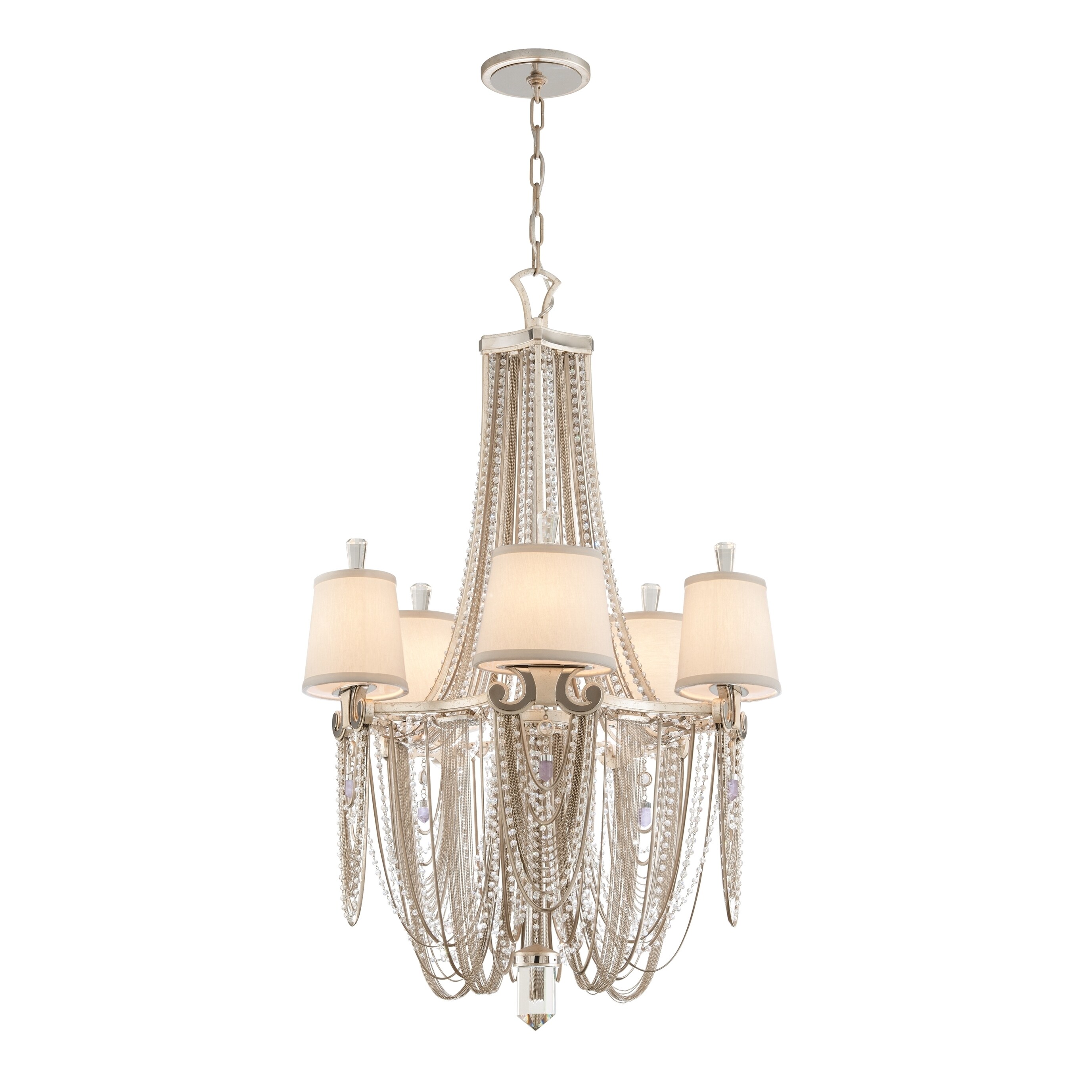 Corbett Lighting Flirt 5-light Chandelier - Silver (Silver, white) - Chandeliers For Bedrooms by Overstock.com