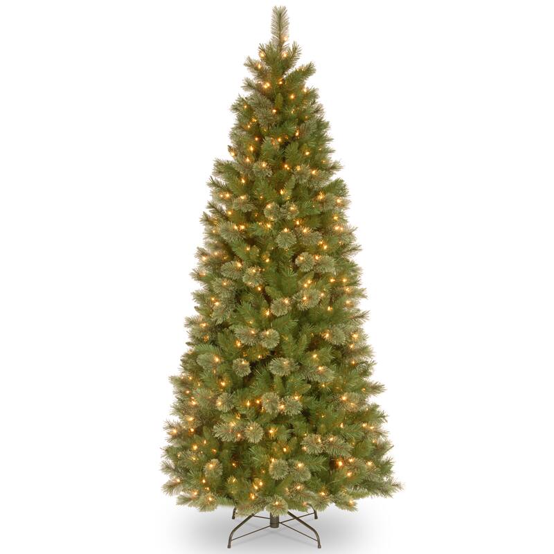 National Tree Company 7.5 ft. Tacoma Pine Slim Hinged Tree with 500 Clear Lights - 7.5 Foot