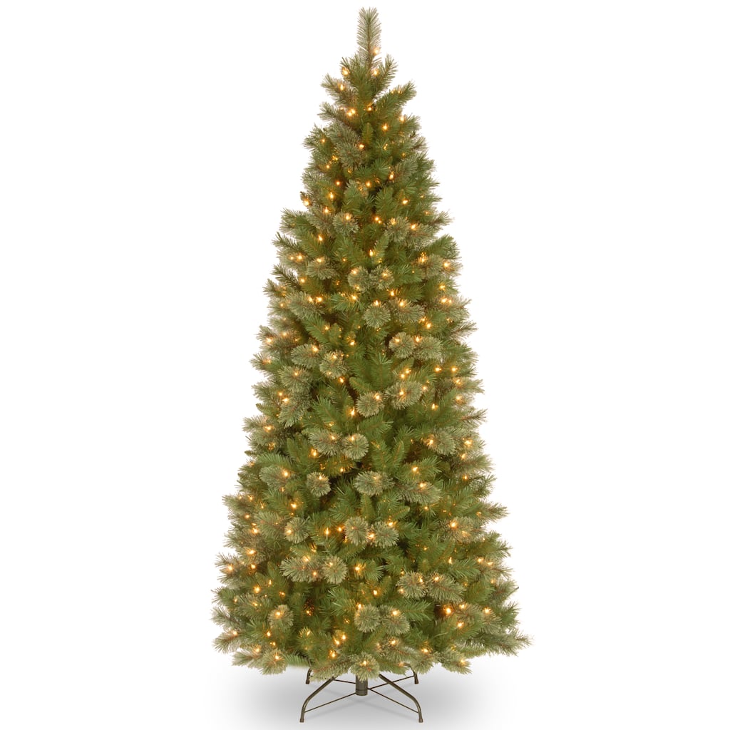 National Tree Company 7.5 ft. Tacoma Pine Slim Hinged Tree with 500 Clear Lights - 7.5 Foot