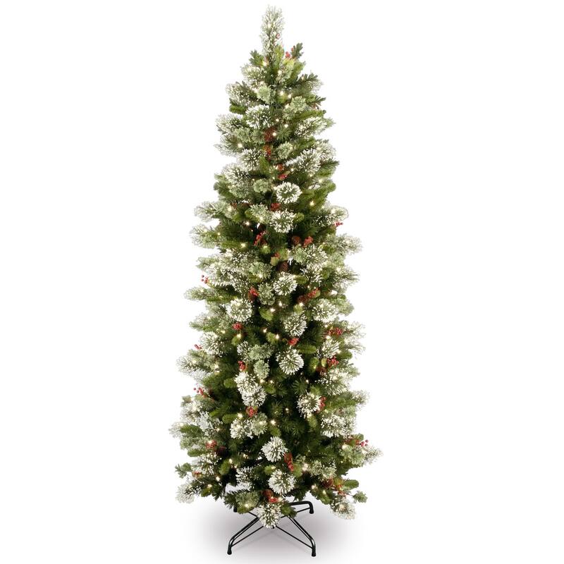 National Tree Company 7.5 ft. Wintry Pine Slim Hinged Tree with 400 Clear Lights - 7.5 Foot