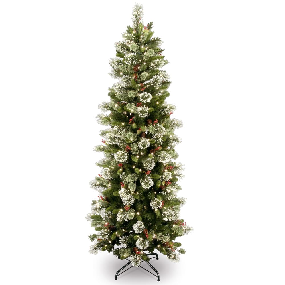 National Tree Company 7.5 ft. Wintry Pine Slim Hinged Tree with 400 Clear Lights - 7.5 Foot