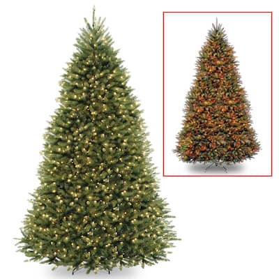 Dunhill Fir Hinged 9-foot Tree with 900 Low Voltage Dual LED Lights with 9-function Footswitch