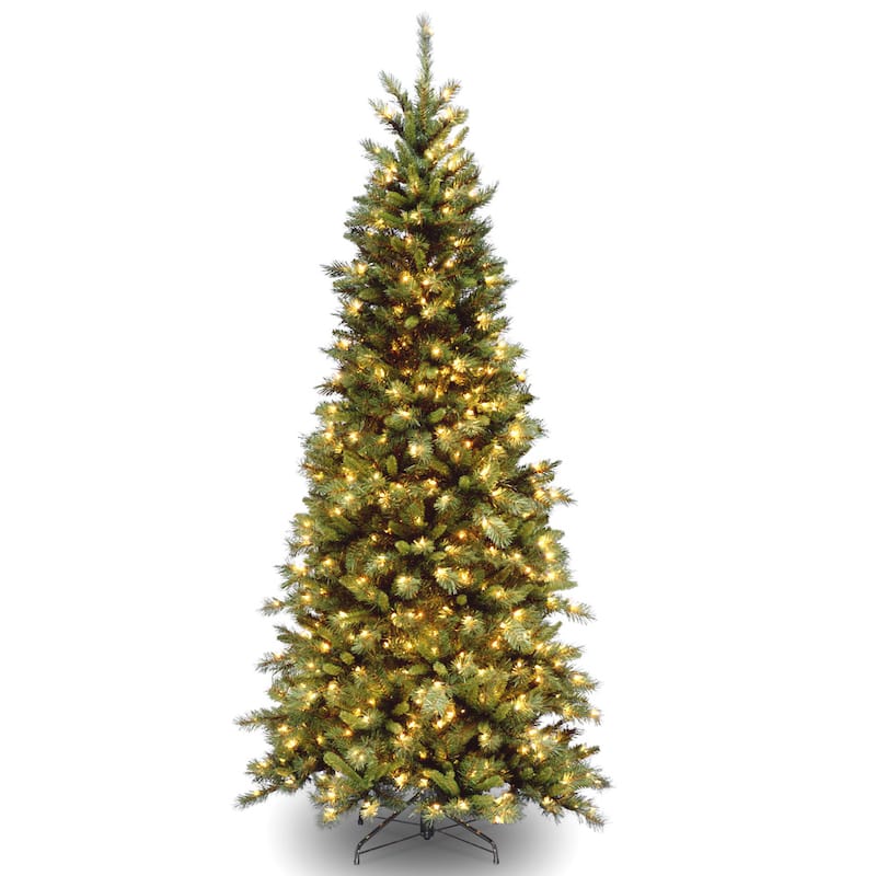 National Tree Company 7.5 ft. Tiffany Slim Fir Hinged Tree with 550 Clear Lights-UL