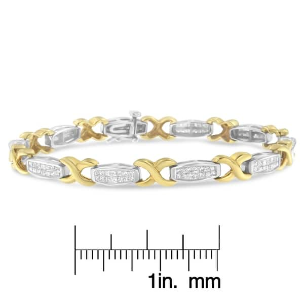 14k Two Tone Gold 2 Ct Tdw Princess Cut Diamond X Link Bracelet H I Si2 I1 Overstock