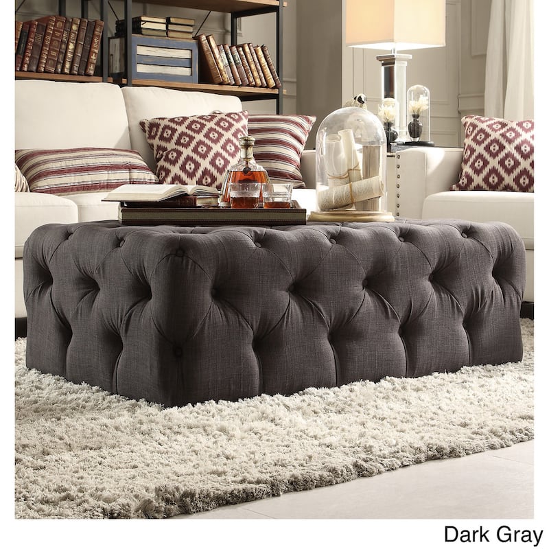 Knightsbridge Rectangular Tufted Ottoman with Casters by iNSPIRE Q Artisan