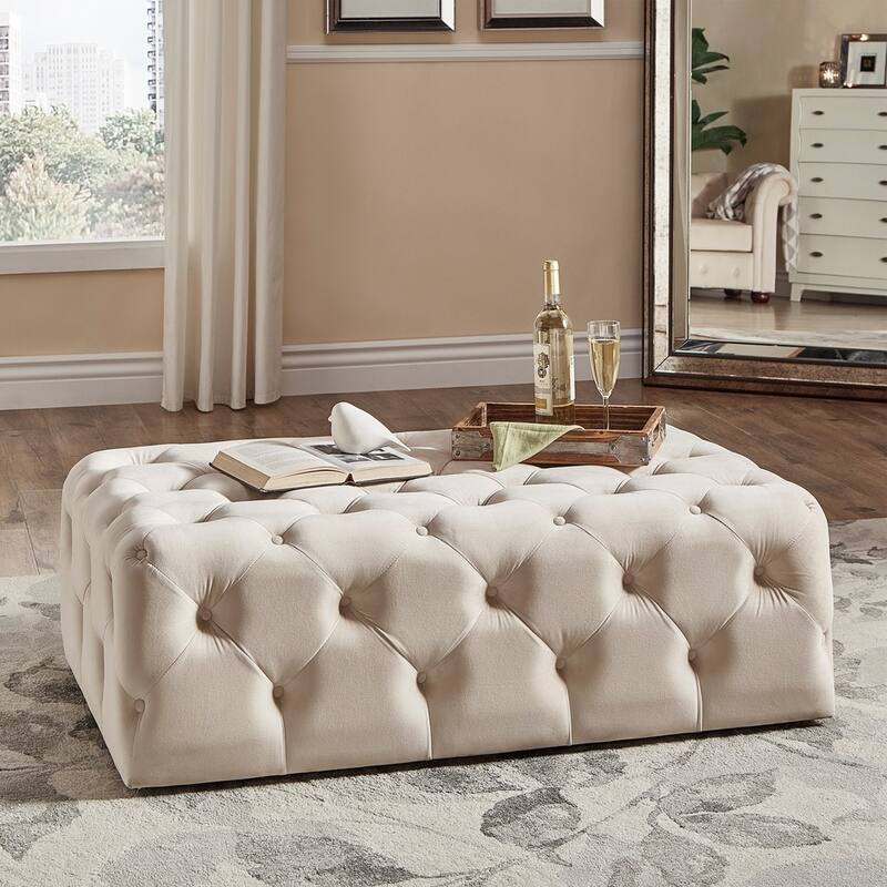 Knightsbridge Rectangular Tufted Ottoman with Casters by iNSPIRE Q Artisan