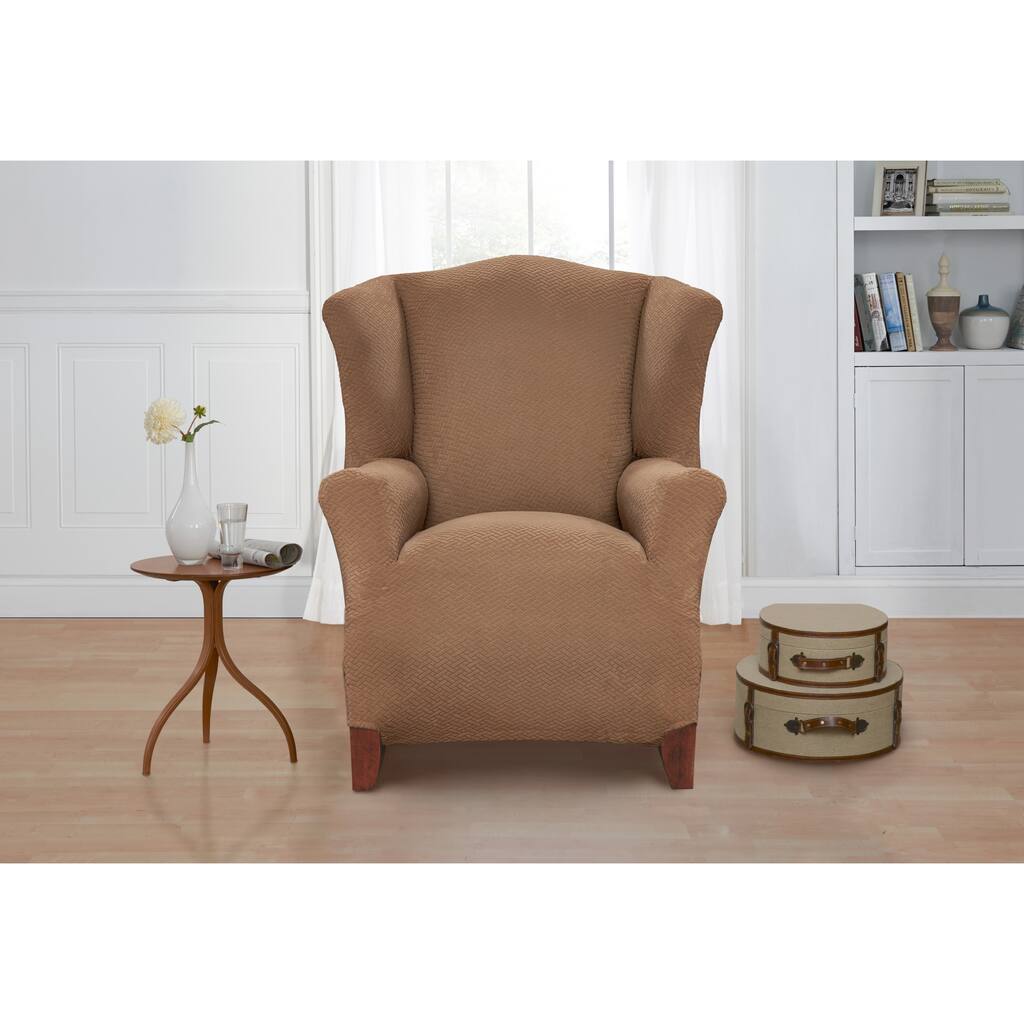 Sanctuary Basketweave Wingback Chair Slipcover