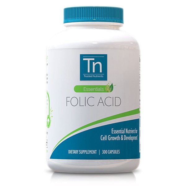 Trusted Nutrients 800mcg Folic Acid Cupsules 300 Count  