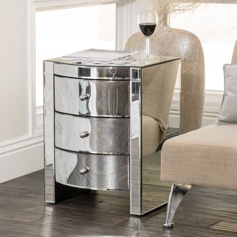 Roxie Mirrored Three-Drawer Side Table by Christopher Knight Home
