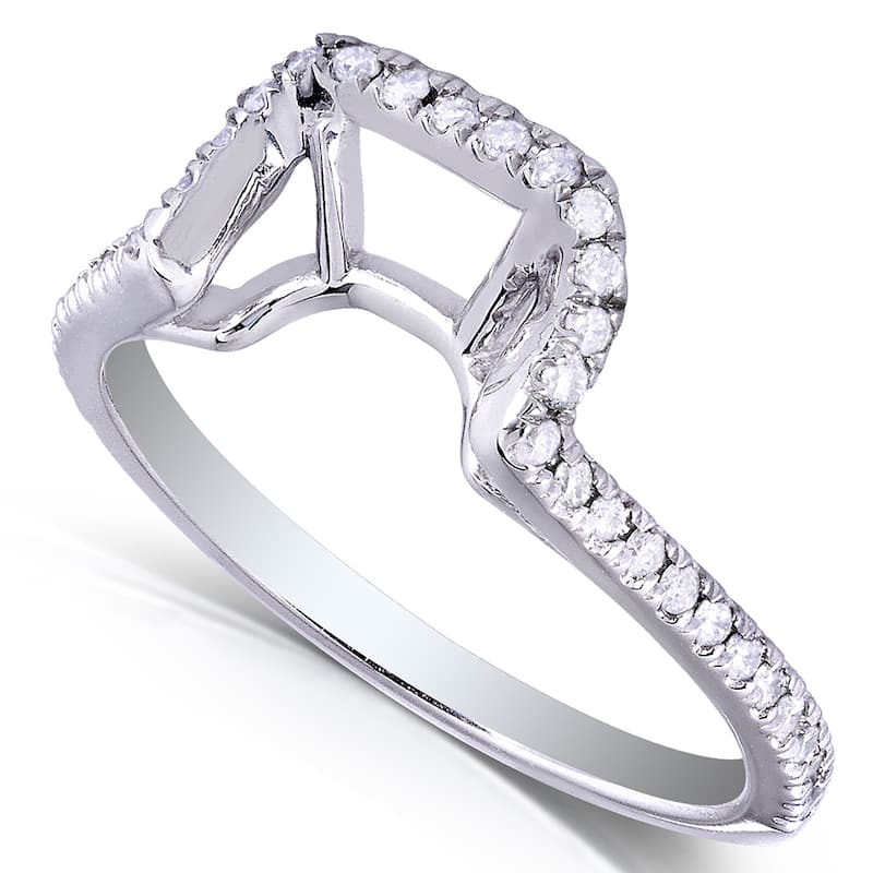 Annello by Kobelli 14k White Gold 1/5ct TDW Curved Diamond Wedding Band