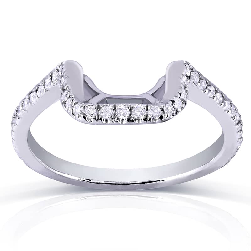 Annello by Kobelli 14k White Gold 1/5ct TDW Curved Diamond Wedding Band - 4