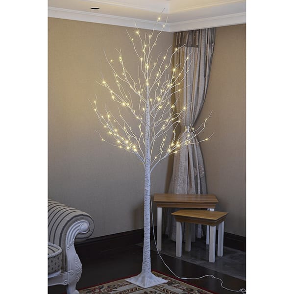 Shop Lightshare 8 Foot 132l Warm White Led Birch Tree With Free