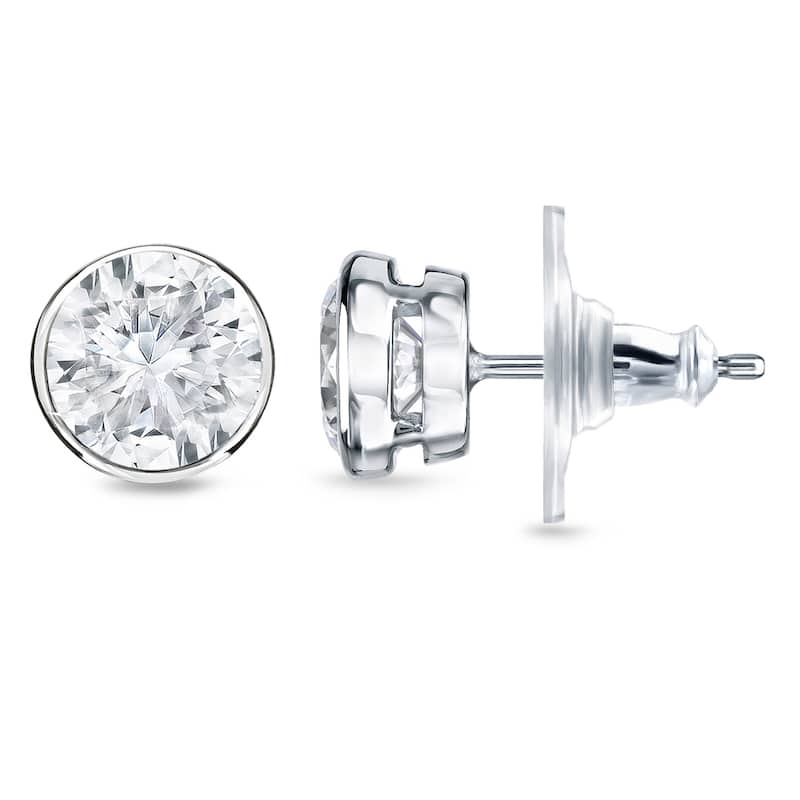 14k Gold 3/4ct TDW Round Diamond Bezel Stud Earrings by Auriya (H-I, SI1-SI2)