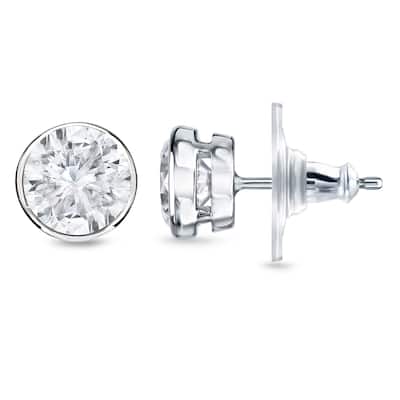 14k Gold 3/4ct TDW Round Diamond Bezel Stud Earrings by Auriya (H-I, SI1-SI2)