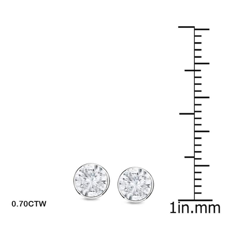 14k Gold 3/4ct TDW Round Diamond Bezel Stud Earrings by Auriya (H-I, SI1-SI2)