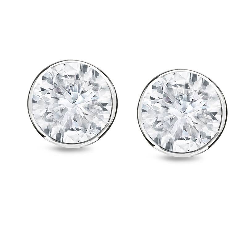 14k Gold 3/4ct TDW Round Diamond Bezel Stud Earrings by Auriya (H-I, SI1-SI2)