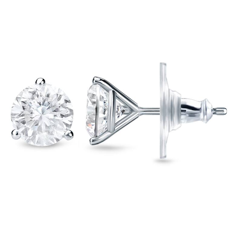 14k Gold 3/4ct TDW 3 prong Lock Back Round Diamond Stud Earrings by Auriya (H-I, SI1-SI2)