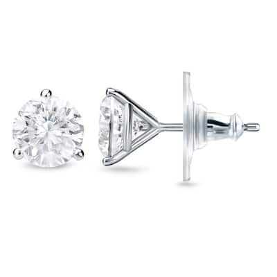 14k Gold 3/4ct TDW 3 prong Lock Back Round Diamond Stud Earrings by Auriya (H-I, SI1-SI2)