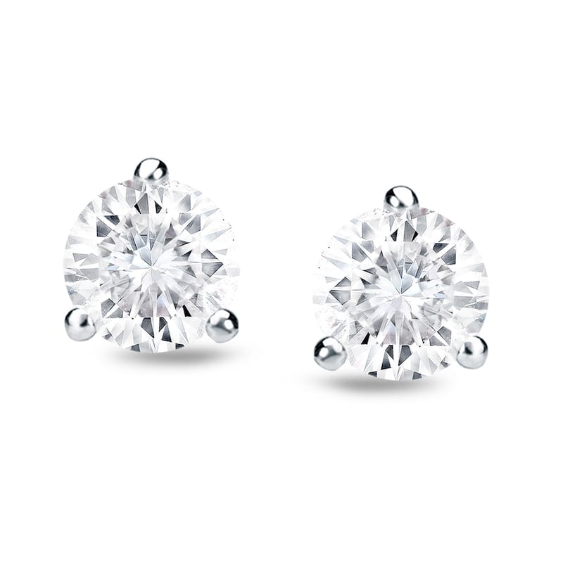 14k Gold 3/4ct TDW 3 prong Lock Back Round Diamond Stud Earrings by Auriya (H-I, SI1-SI2)