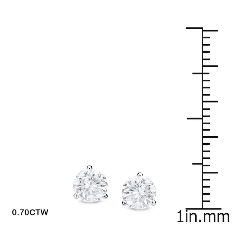14k Gold 3/4ct TDW 3 prong Lock Back Round Diamond Stud Earrings by Auriya (H-I, SI1-SI2)