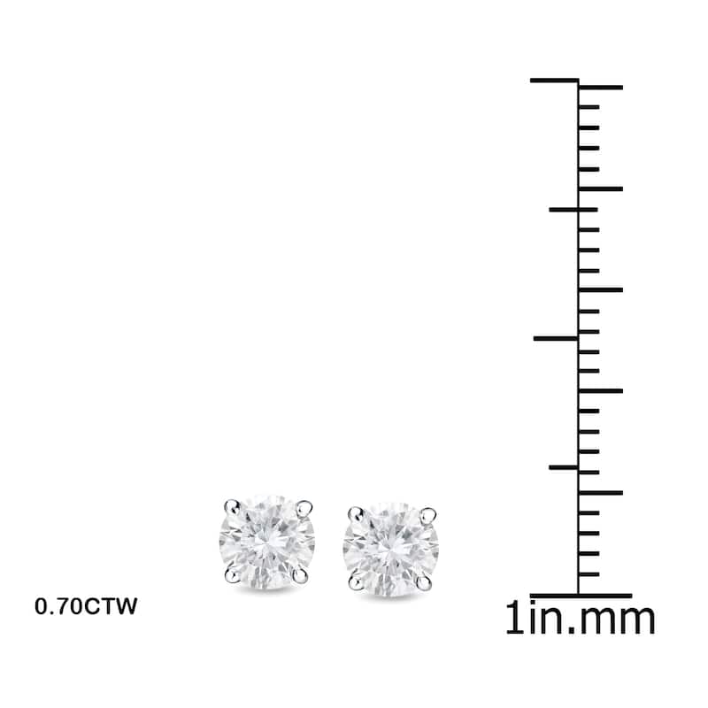 14k Gold 3/4ct TDW Locking Back Round Diamond Stud Earrings by Auriya (H-I, SI1-SI2)