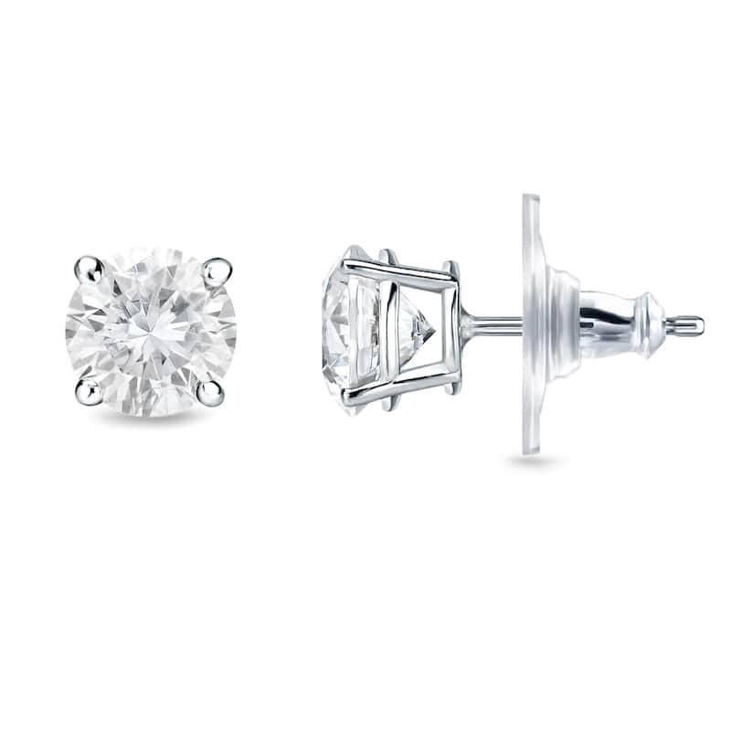 14k Gold 3/4ct TDW Locking Back Round Diamond Stud Earrings by Auriya (H-I, SI1-SI2) - White