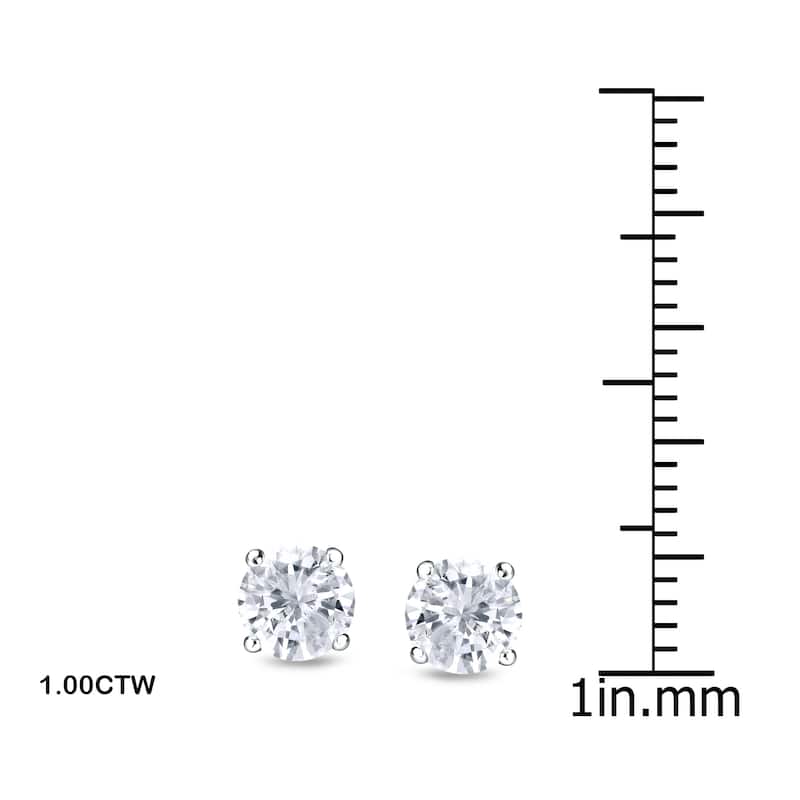 14k Gold 1ct TDW Locking Back Round Diamond Stud Earrings by Auriya (H-I, SI1-SI2)