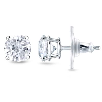 14k Gold 1ct TDW Locking Back Round Diamond Stud Earrings by Auriya (H-I, SI1-SI2)