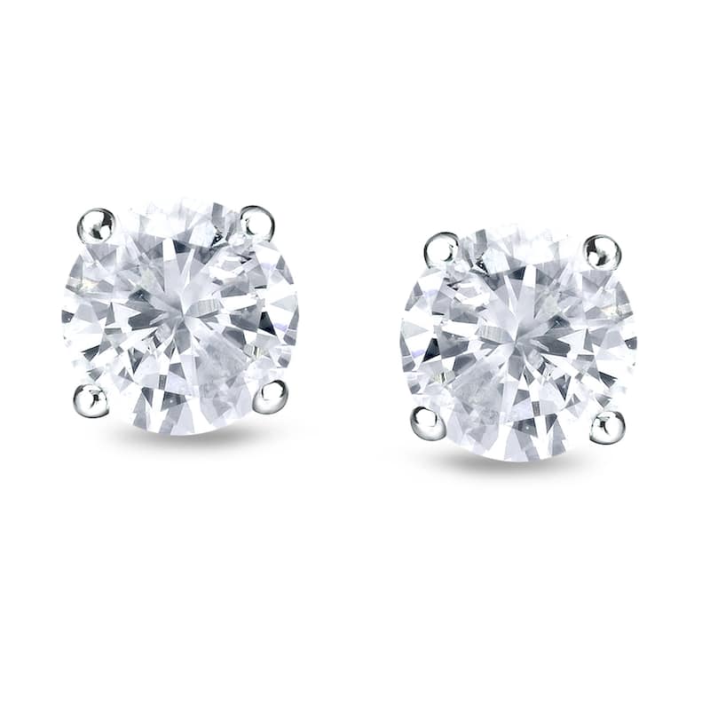 14k Gold 1ct TDW Locking Back Round Diamond Stud Earrings by Auriya (H-I, SI1-SI2)