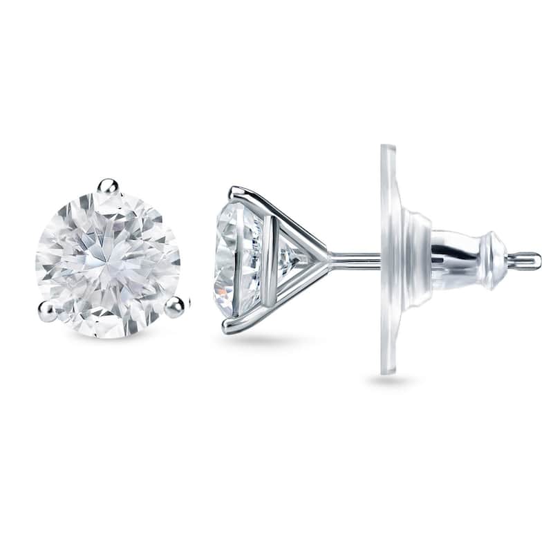 Auriya 1 2/5ctw Martini-set Diamond Stud Earrings 14k Gold Certified - White