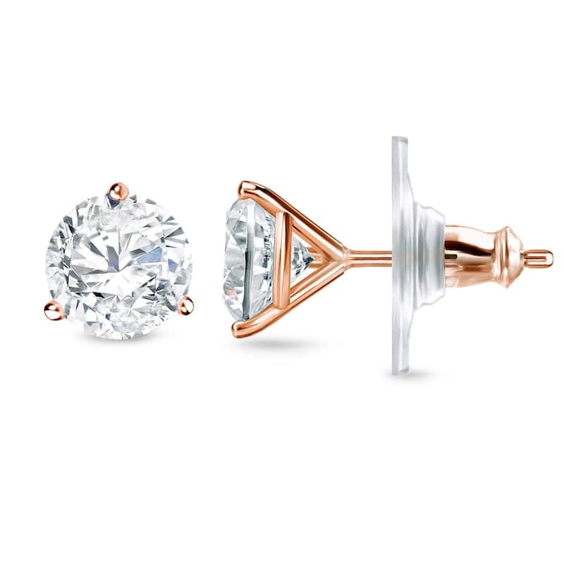 Auriya 1 2/5ctw Martini-set Diamond Stud Earrings 14k Gold Certified - Rose