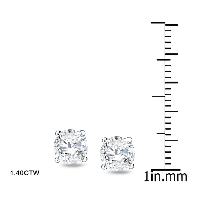 14k Gold 1 2/5ct TDW Locking Back Round Diamond Stud Earrings by Auriya (H-I, SI1-SI2)