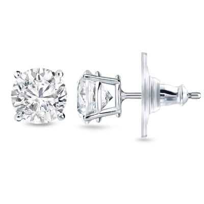 14k Gold 1 2/5ct TDW Locking Back Round Diamond Stud Earrings by Auriya (H-I, SI1-SI2)
