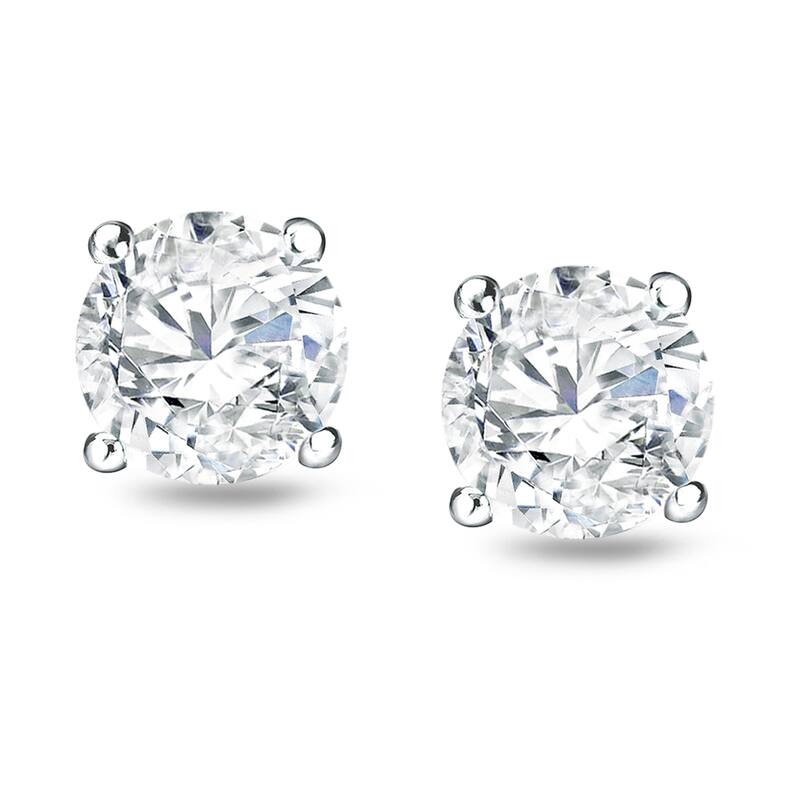 14k Gold 1 2/5ct TDW Locking Back Round Diamond Stud Earrings by Auriya (H-I, SI1-SI2)