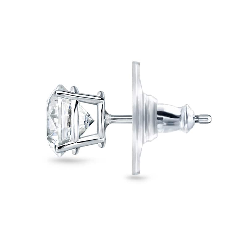 Auriya 2 carat TW Certified Round Diamond Stud Earrings 14k Gold Locking Back - H-I, SI1-SI2