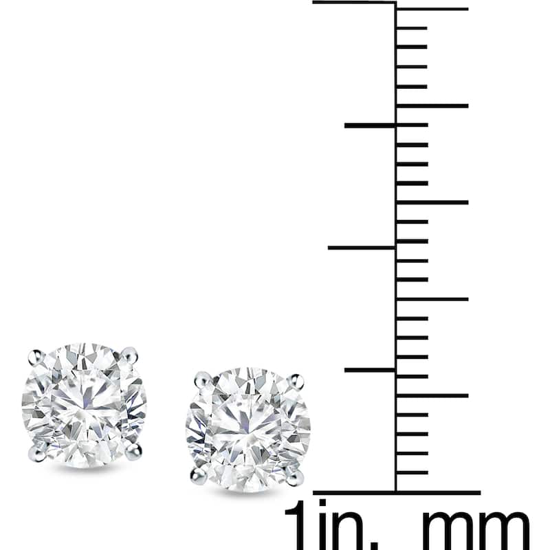Auriya 2 carat TW Certified Round Diamond Stud Earrings 14k Gold Locking Back - H-I, SI1-SI2